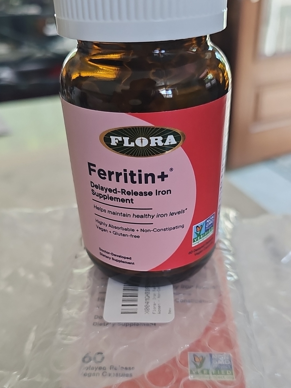 Flora Ferritin+ Delayed-Release Iron Supplement - Pink/Red Label